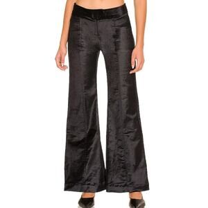 Free People Walk With You Rich Black Velvet Flare Pants US 2 Cotton blend